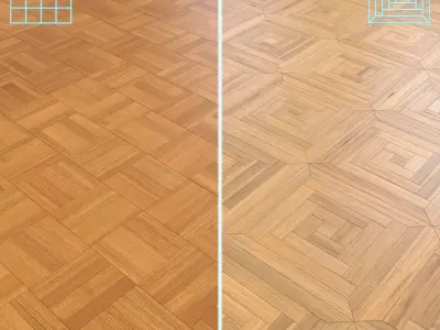 Parquet - Laminate - Wooden floor 2 in 1 Low-poly 3D model 2