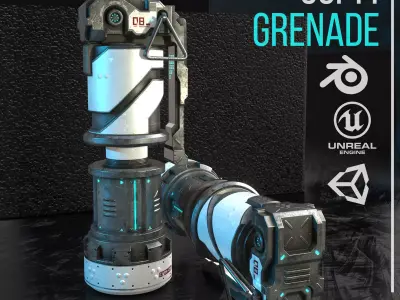 Game ready Sci-fi Grenade prop Low-poly 3D model Low-poly 3D model