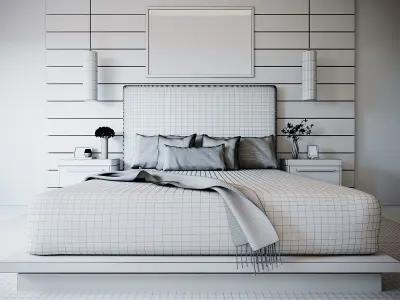 Realistic Interior Corona Bedroom Low-poly 3D model