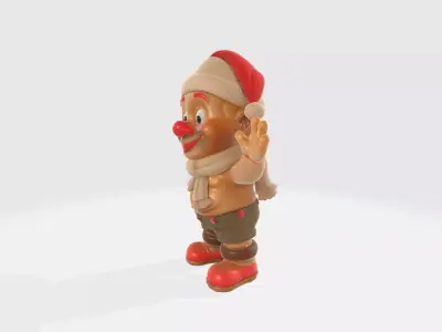 Festive Gingerbread Elf Character Mascot Low-poly 3D model