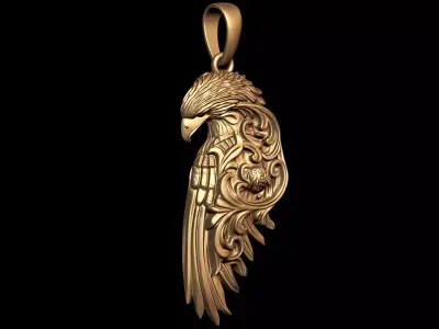 Ornate Eagle Filigree Wing Pendant 3D print model
