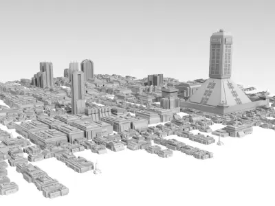 SCI-FI CITY FUTURISTIC BUILDINGS 2 Low-poly 3D model