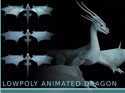 LowPoly Flying Sky Dragon Low-poly 3D model