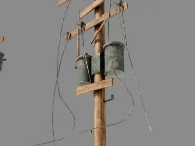 electrical poles with pbr textures Low-poly 3D model