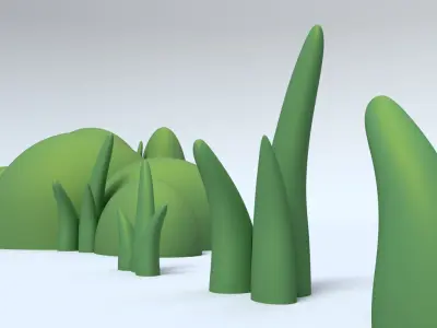 Cartoon Low Poly Grass and Bushes Low-poly 3D model