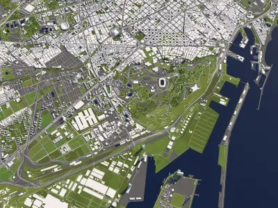 Barcelona 50x50km City Map Model 3D model