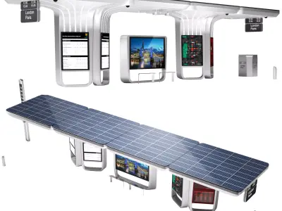 Sustainable urban solar bus station 3D model