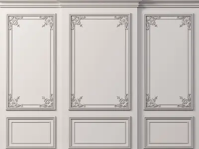Wall molding 20 Boiserie classic panels Low-poly 3D model