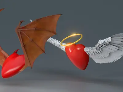  Bad and Good Winged Heart Bundle - Rigged 