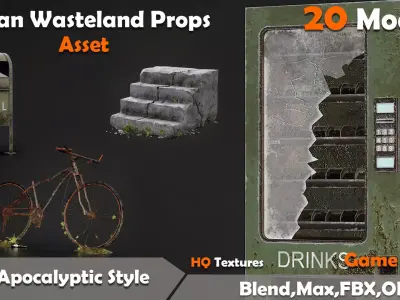 Post-Apocalyptic Urban Props Low-poly 3D model