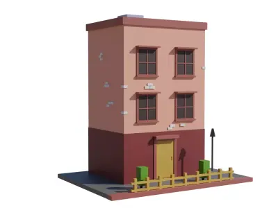Free Low poly building Free low-poly 3D model
