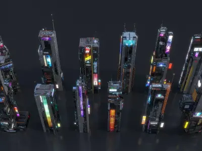  Scifi building Cyberpunk Futuristic building Kitbash Bundle 