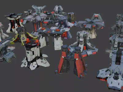 scifi interior details set 2 3D model