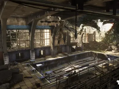 Abandoned Swimming Pool Environment Low-poly 3D model