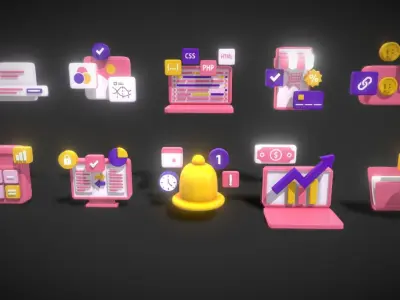 3D Button Collections2 Low-poly 3D model