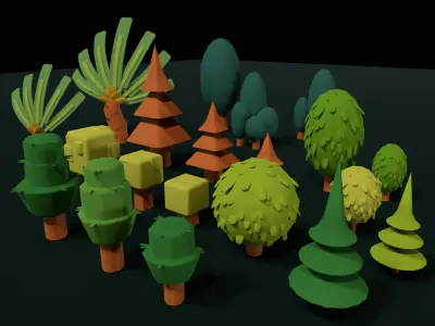 Trees 3D Lowpoly free Free low-poly 3D model