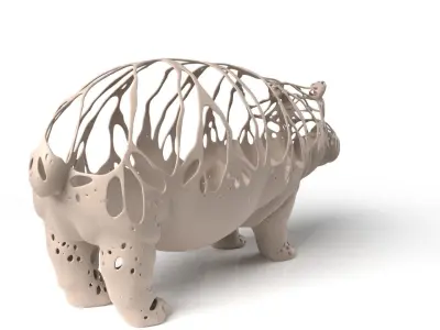 Hippo Dust Voronoi Low-poly 3D model