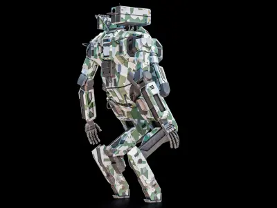  Sci-Fi Combat Mech Exoskeleton Suit - Green Protective PBR 