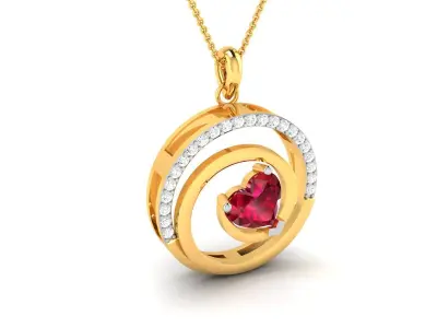 Solitaire Women Heart Pendants 3dm STL OBJ FBX Render Details 3D print model