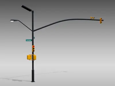 Intersection Traffic Light and Camera 3D model