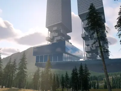 Skyscraper Future building Low-poly 3D model