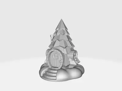 Whimsical Tree Trunk Cottage Fantasy Miniature House 3D print model