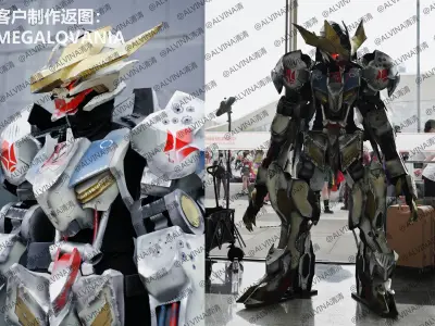 Gundam Barbados Lupus Rex Armor - DIY Cosplay Pepakura Foam Low-poly 3D model