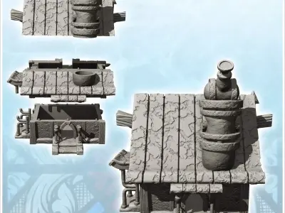Medieval observatory with chimney exit and entrance under canopy 3D print model