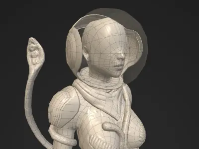 Annelies - Retro Sci-Fi Girl Low-poly 3D model