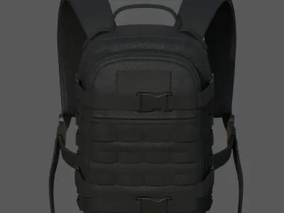 Backpack military combat Black baggage bag luggage  Low-poly 3D model