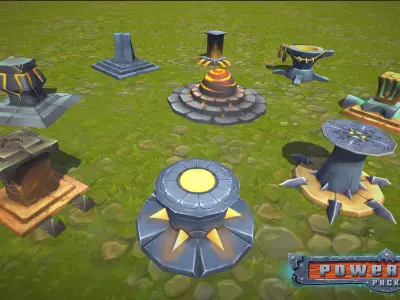 Power-Ups Pack Low Poly Low-poly 3D model