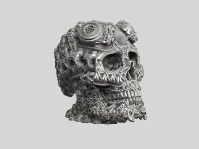 Robot Skull Headphone Stand  Cyborg Headset Stand  3D print model