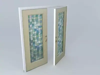 Double Stained Glass Doors 3D model