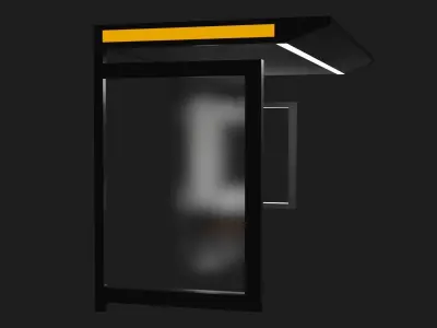 Mid-future waiting shed Low-poly 3D model