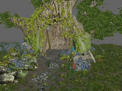 Forest Glade Tree - woodland Environment green area  3D model