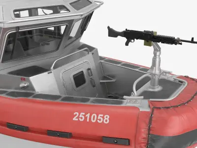  Coast Guard Defender Class Boat Red Rigged for Maya 