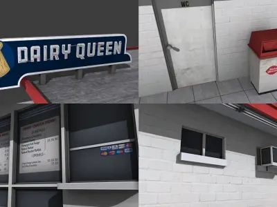 Fastfood Restaurants Pack Low-poly 3D model