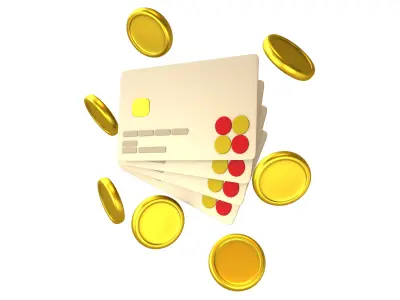 Credit Cards Floating Gold Coins Icon v1 002 Low-poly 3D model