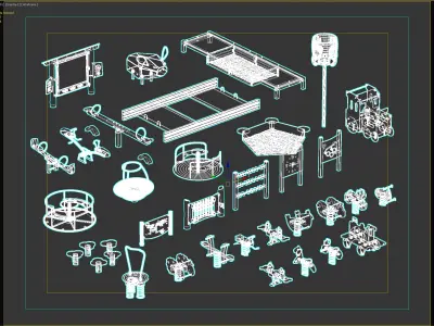 Comprehensive Kids Outdoor Playground Collection 3D model