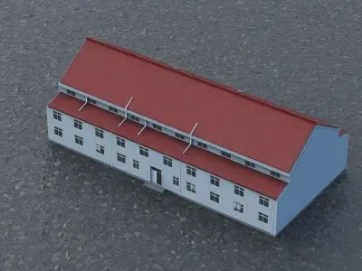 Factory Building Low-poly 3D model