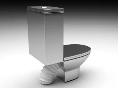 Silver Toilet 3D model