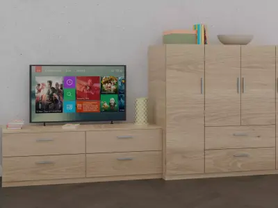 tv stand 1021 Low-poly 3D model