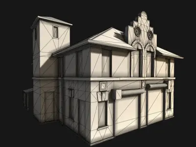 Fire Department Building Low-poly 3D model
