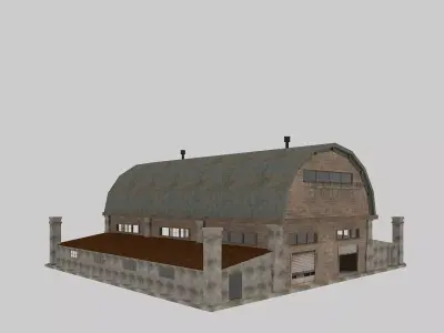 Low poly Warehouse Old interior and exterior 2 Low-poly 3D model