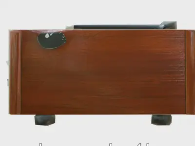 Vintage Record Player with Wooden Exterior and Rotary Dial Texture