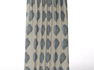 Asher Medallion Pattern Blackout Window Treatments - Twilight Low-poly 3D model