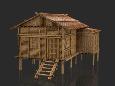 Bamboo House 6 - Jungle Hut 3D model