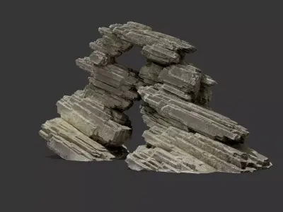Cliff Rock with Multiple Textures Low-poly 3D model