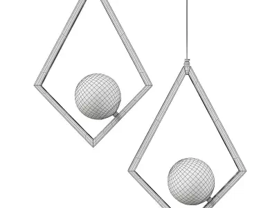 RANGLA geometric pendant light - gold Low-poly 3D model