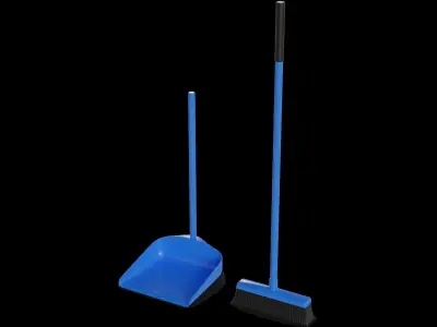 Brooms mops and window squeegees Broom and Dustpan Set Low-poly 3D model